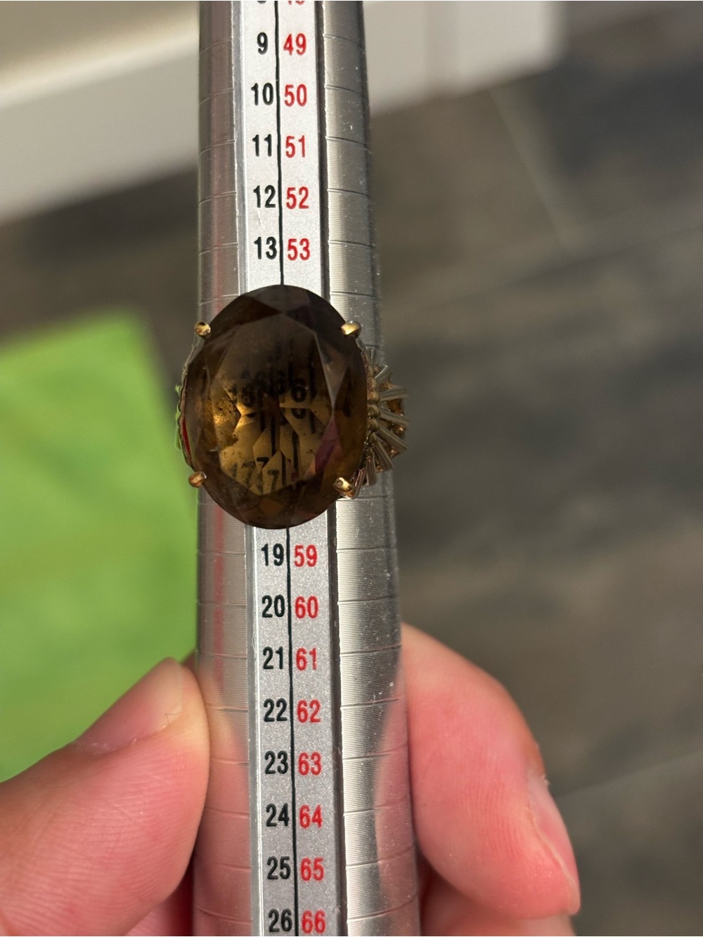 Gold-Tone Brown Oval Cocktail Ring size 7.5